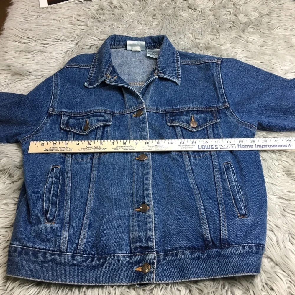 Vintage 90s Bill Blass Denim Trucker Jacket 100% Cotton Americana Blue Jean Coat - Picture 5 of 8